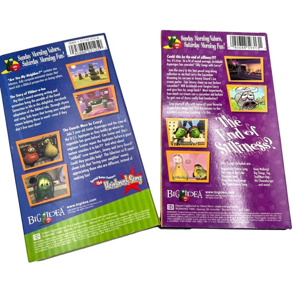 Veggie Tales VHS Lot of 4 Tapes Silly Songs, Neighbors, Toy That Saved Christmas - Picture 4 of 6